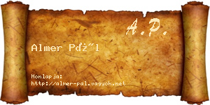 Almer Pál névjegykártya